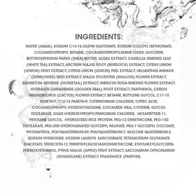 SEVEN ingredients label showing cactus flower and Pro Vitamin B5 benefits