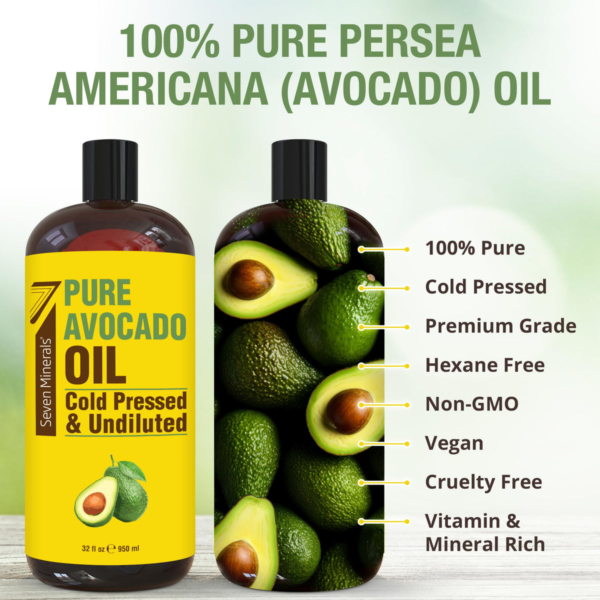 Seven Minerals oil pouring to show smooth texture and rich consistency