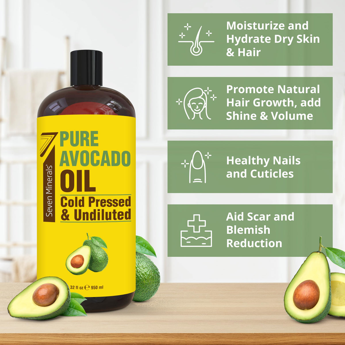 Seven Minerals oil rubbed into forearm showing quick absorption benefit