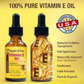 Seven Minerals dropper releasing a drop, highlighting concentrated D-Alpha tocopherol