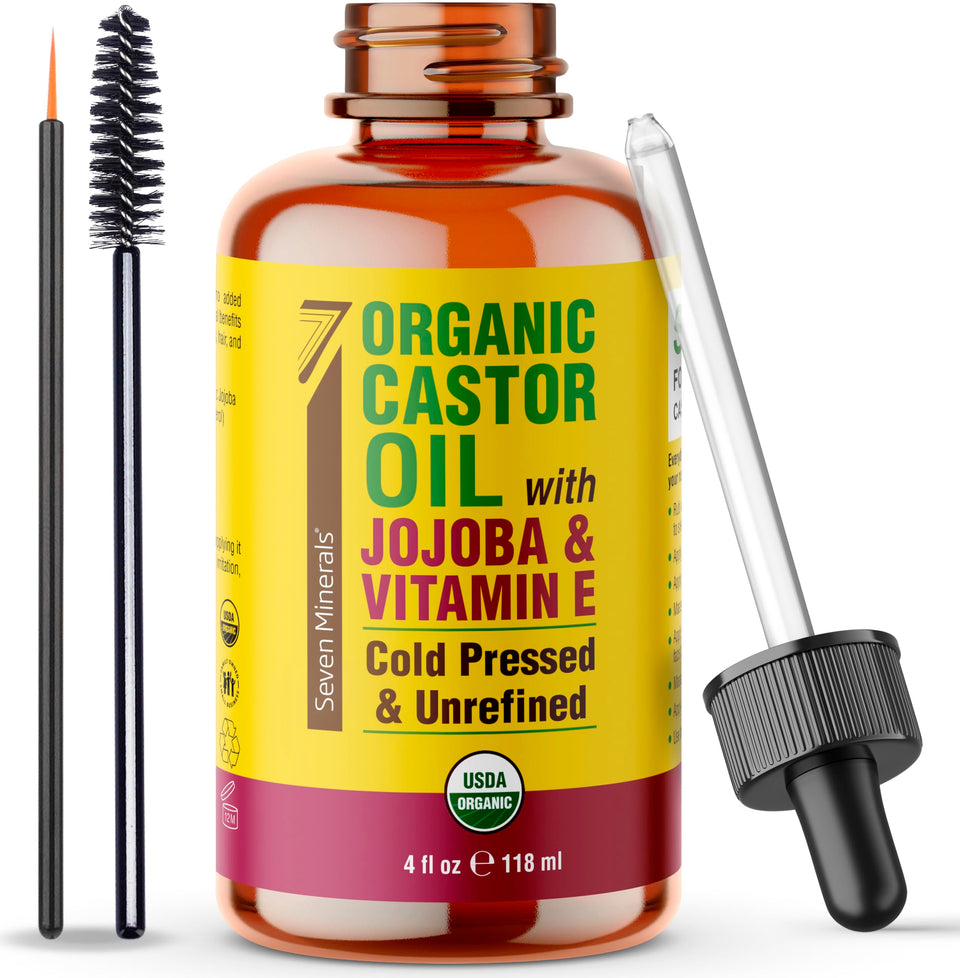 Seven Minerals glass bottle front view showing label and clean packaging benefit