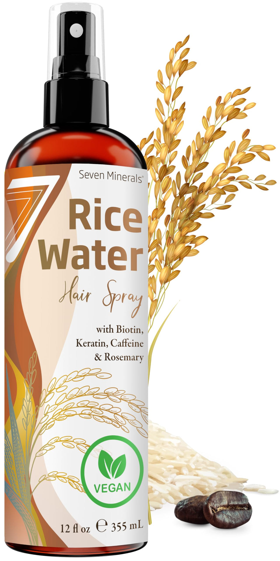Seven Minerals front label on 12oz bottle showing product benefits and branding