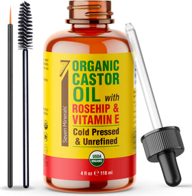 Seven Minerals glass bottle front showing product and benefits for natural hydration