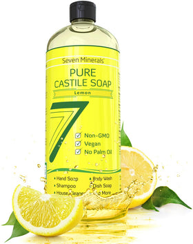 Seven Minerals lemon bottle front packaging showing label and size, clear ingredient benefit