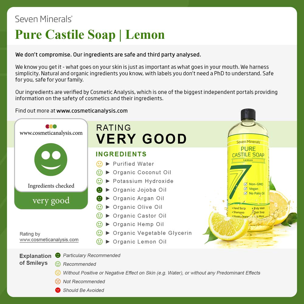 Seven Minerals lemon soap texture poured closeup illustrating silky, concentrated lather