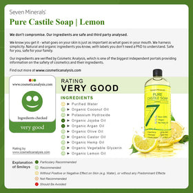 Seven Minerals lemon soap texture poured closeup illustrating silky, concentrated lather
