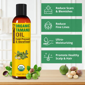 Applying Seven Minerals Tamanu Oil from hands to skin for hydration