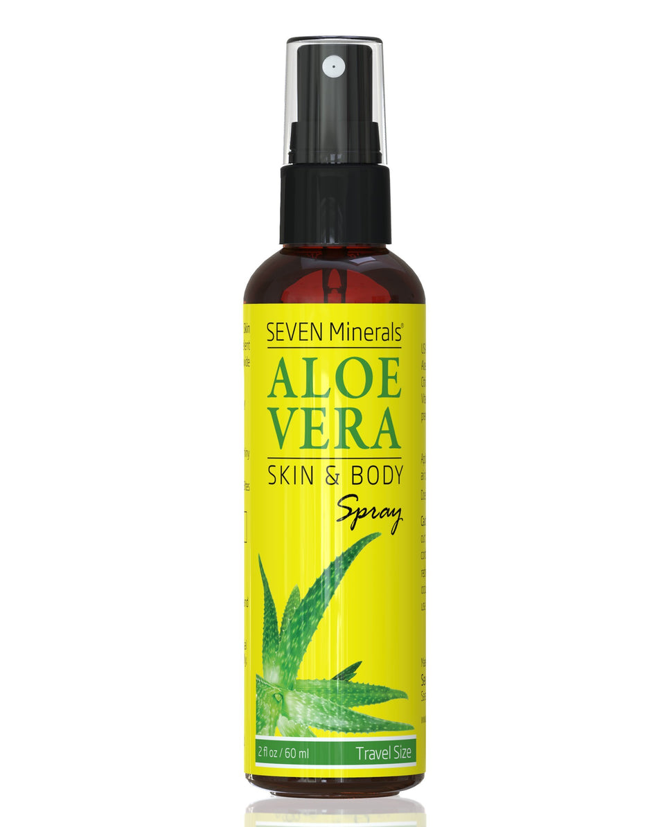 Seven Minerals travel bottle front view showing compact, TSA-friendly size and portability