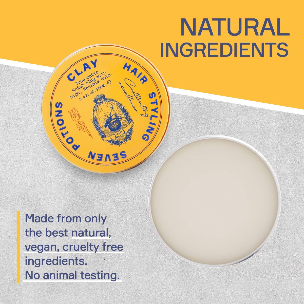 SEVEN POTIONS clay texture close-up highlighting matte, easy-to-work consistency