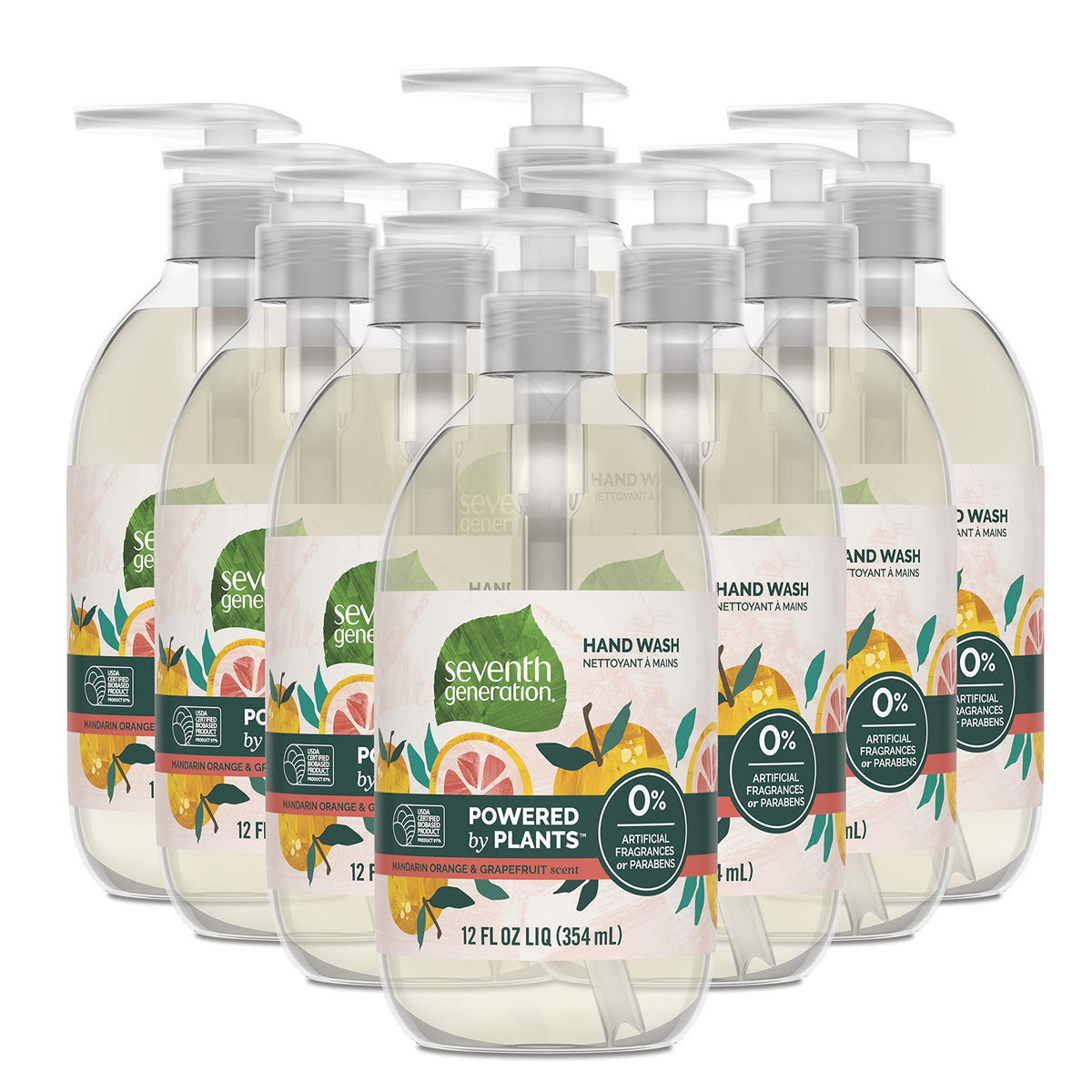 Seventh Generation front packaging showing mandarin grapefruit scent and clear benefits