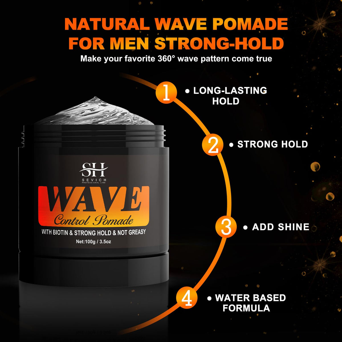 SEVICH pomade on fingers demonstrating easy spreadability and control benefit