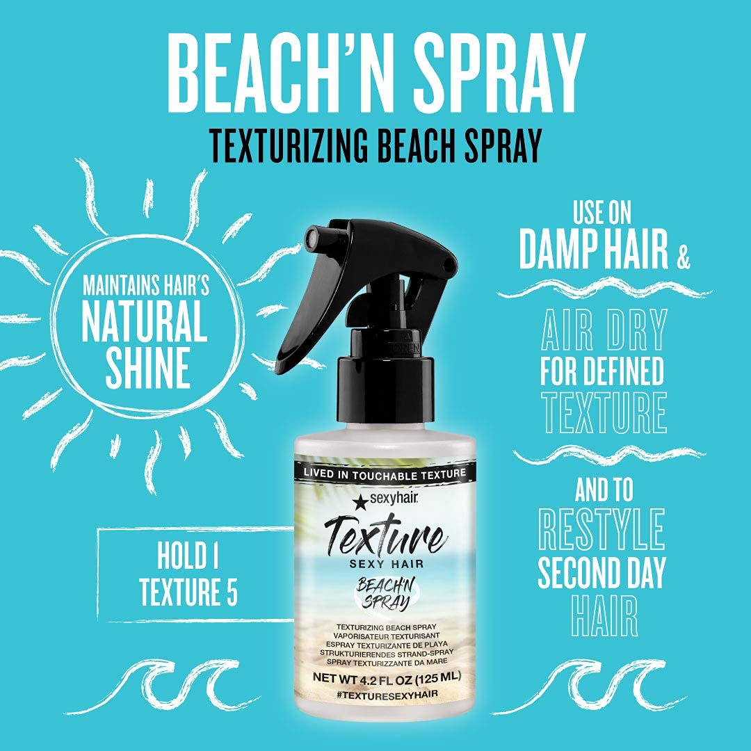SexyHair Beach'n Spray fine mist in hand demonstrating easy, even application