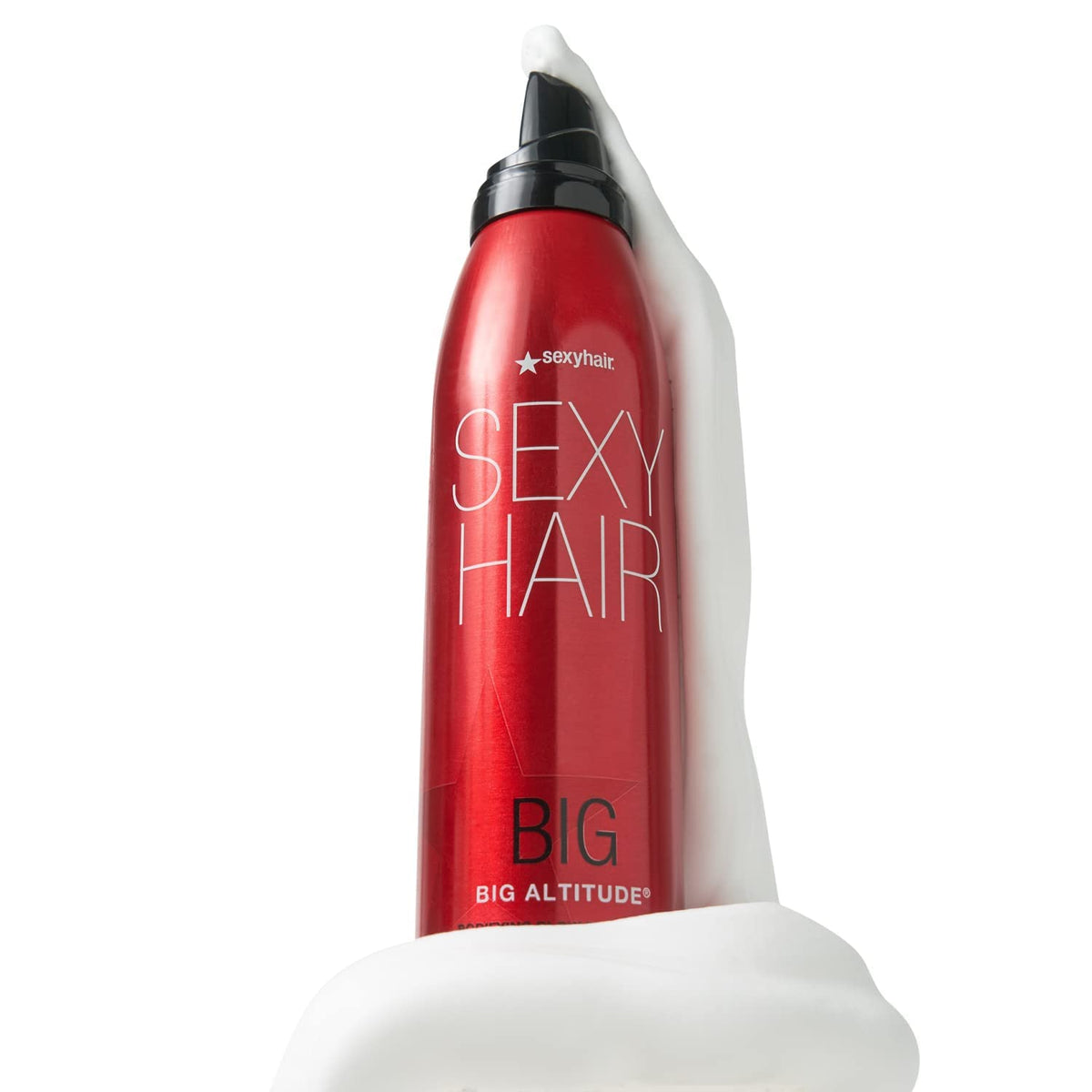 SexyHair mousse in use during blow-dry for fuller hair results