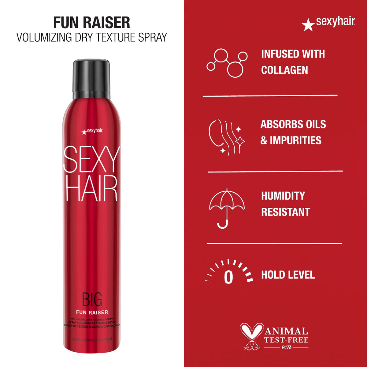 SexyHair Big Fun Raiser spraying into hair to add instant volume and grip