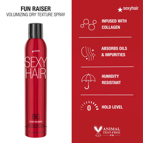 SexyHair Big Fun Raiser spraying into hair to add instant volume and grip