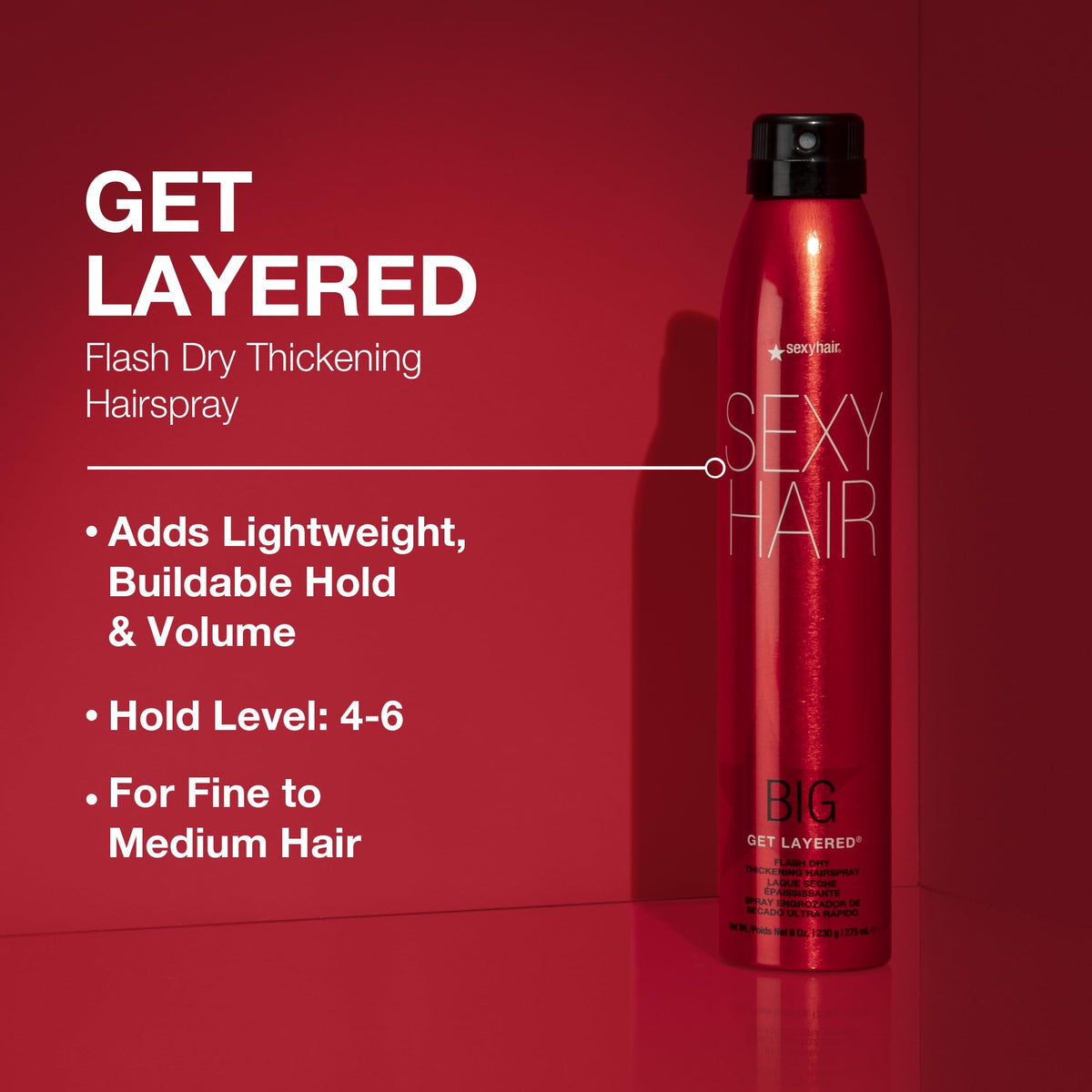 SexyHair Big spray in use on model creating lift and textured waves