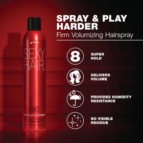 SexyHair Big Spray & Play Harder back label with directions and ingredient details for clarity