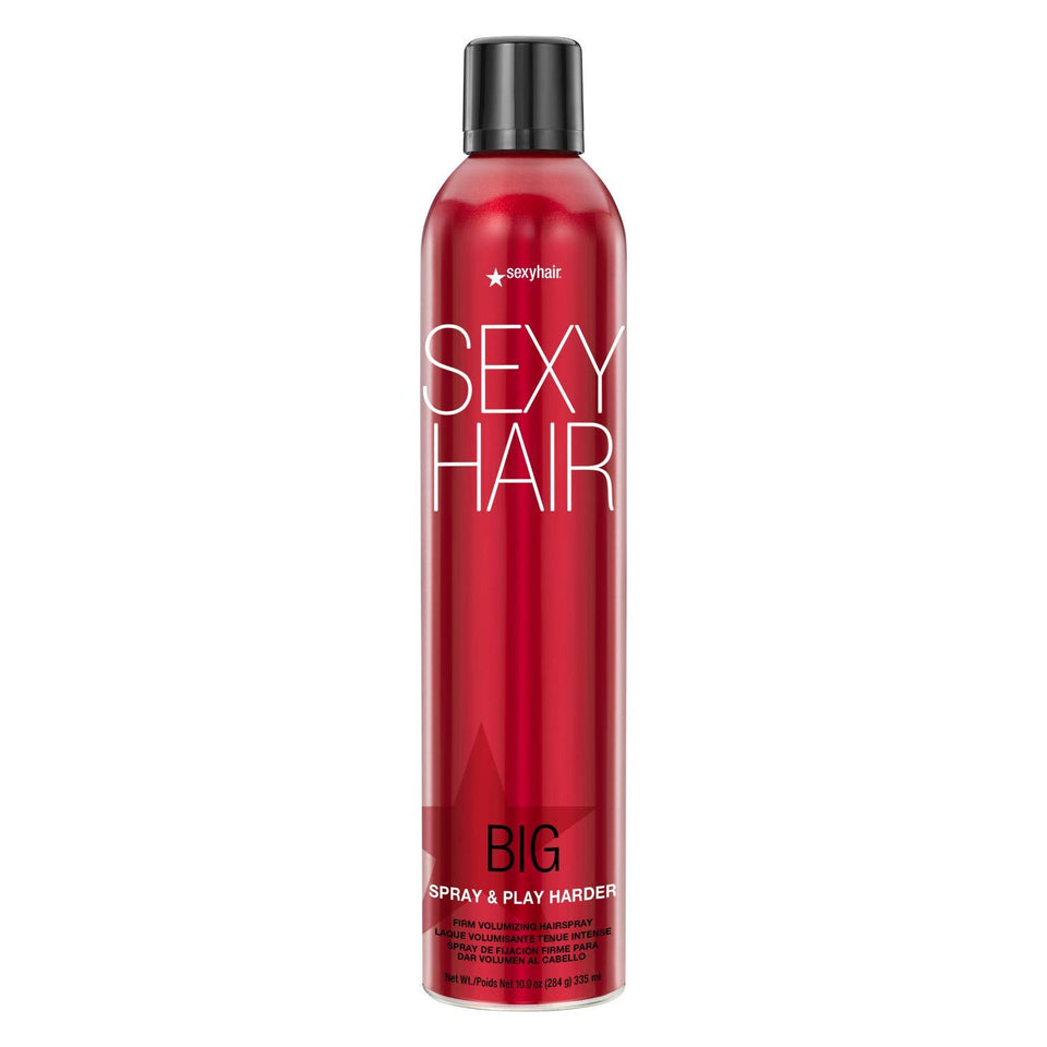 SexyHair Big Spray & Play Harder front can showing branding and capacity for strong hold