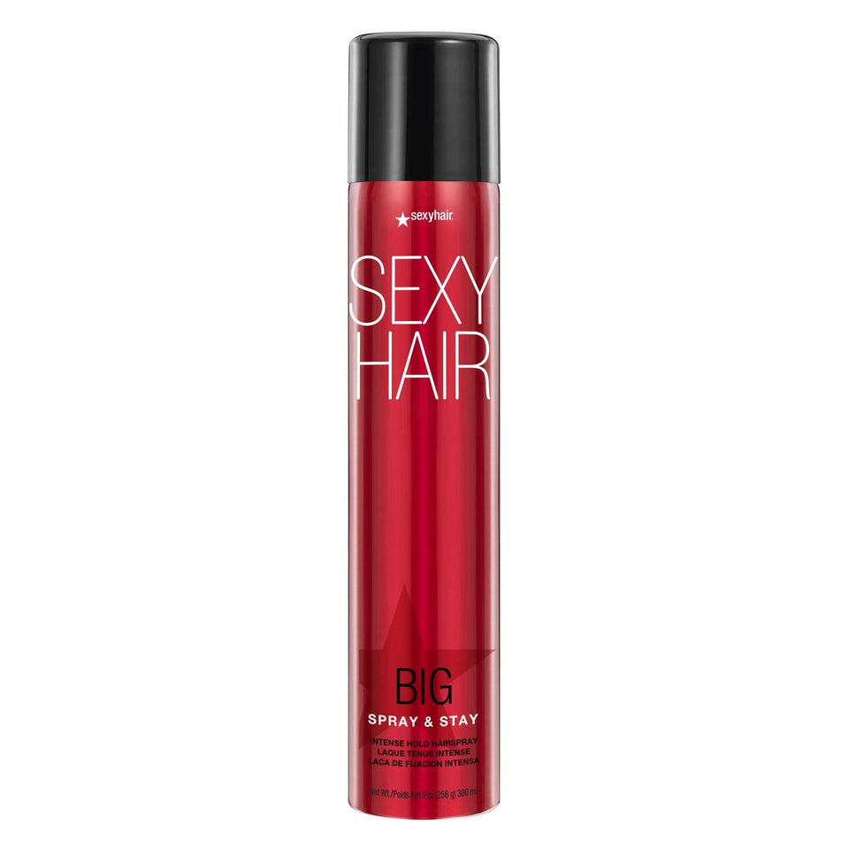 SexyHair front packaging showing 9 oz can and strong hold benefit