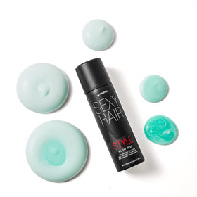 SexyHair gel-foam texture dispensed in palm illustrating light airy foam that gives volume without weight