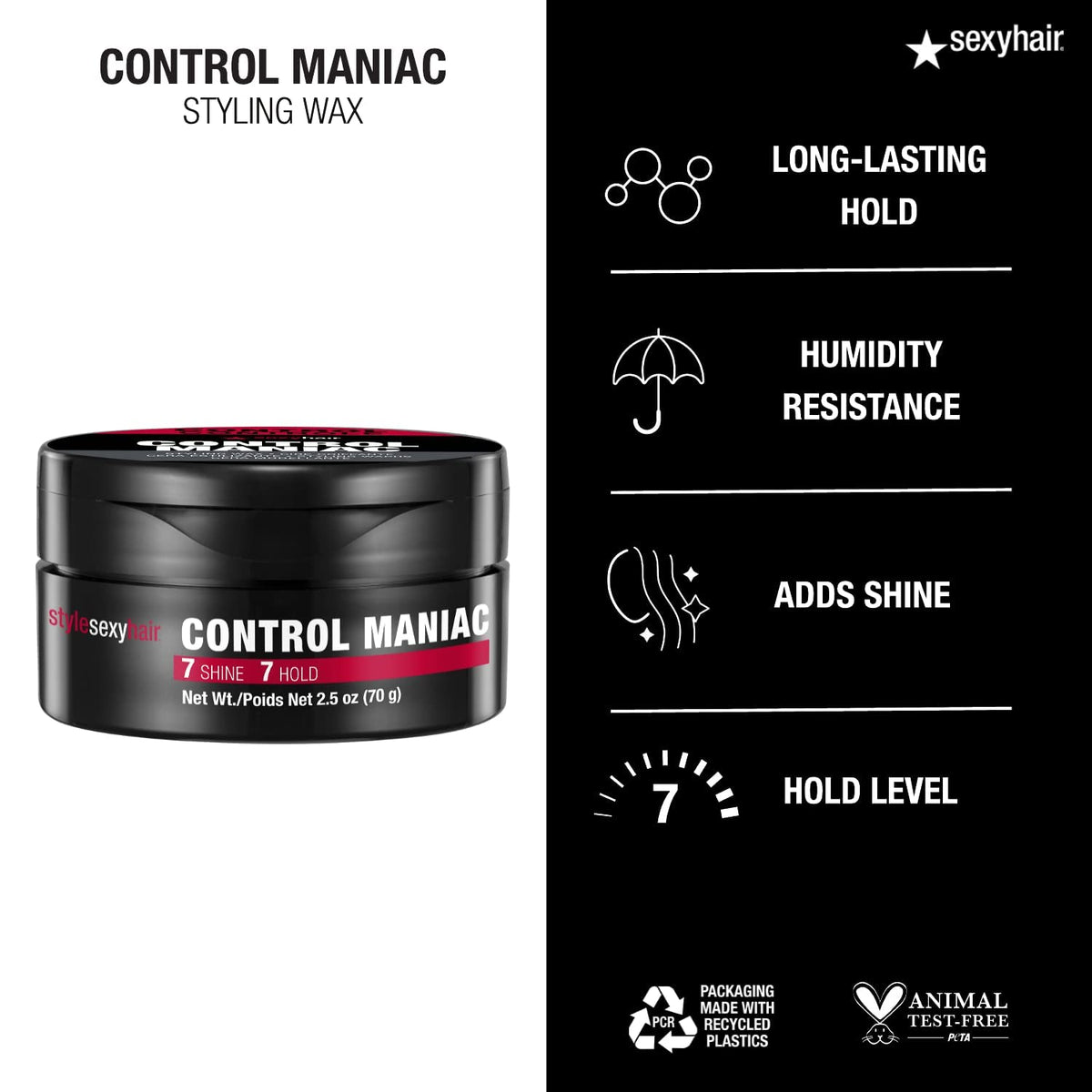 SexyHair label close-up highlighting brand and product benefits