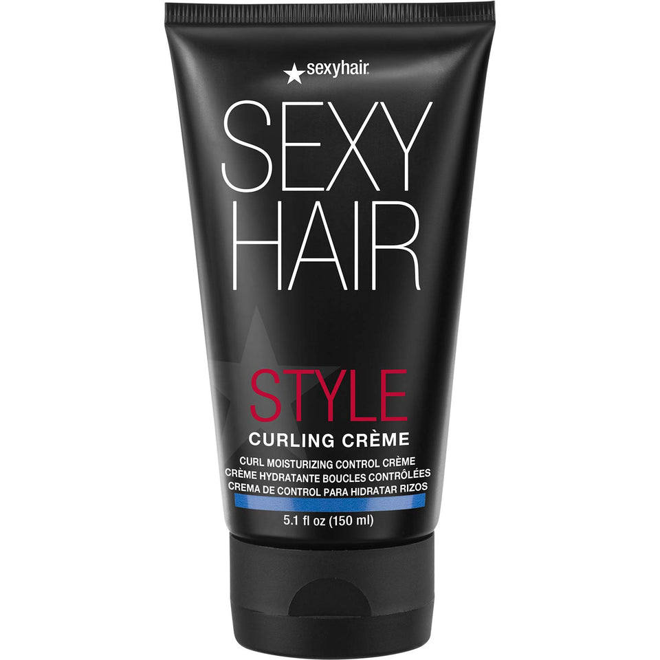 SexyHair curling crème front packaging showing label and size, promotes easy styling