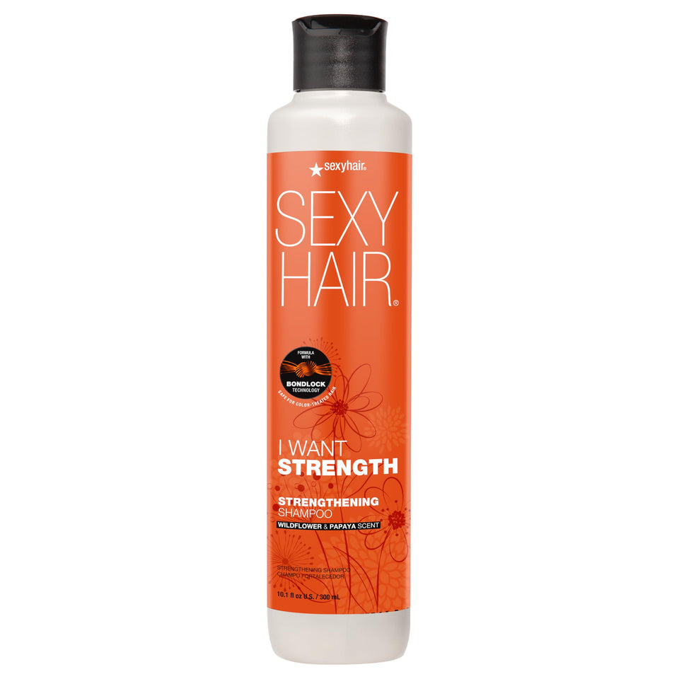 SexyHair front bottle showing label and size, clear indication of strength benefit