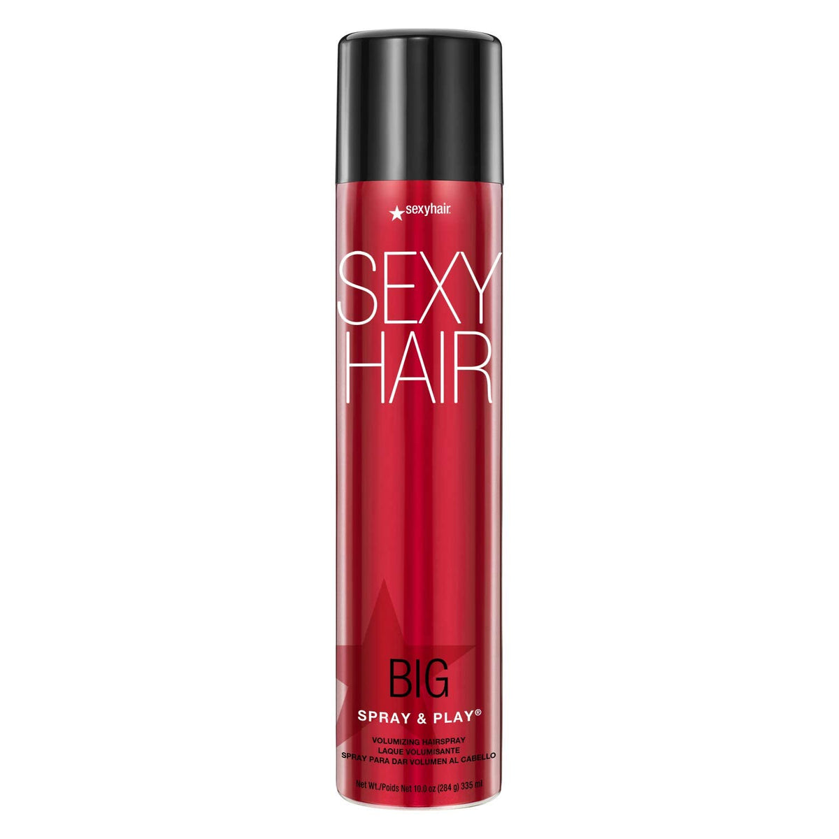 SexyHair front can of Spray & Play showing packaging and hold benefit