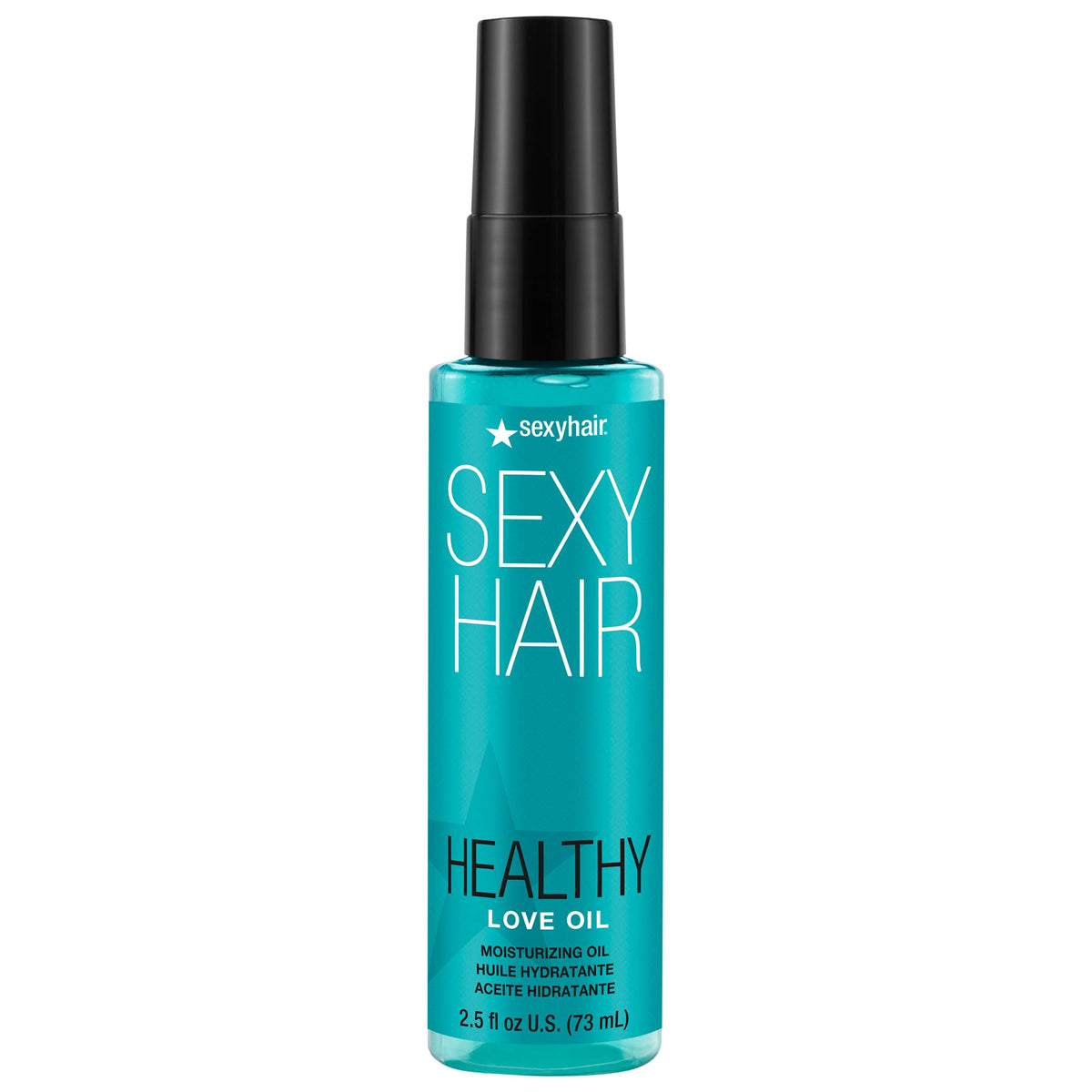 SexyHair Healthy Love Oil white bottle front view showing compact travel-friendly design and shine