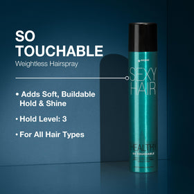SexyHair in-use styling shot demonstrating touchable hold and flexible movement benefit