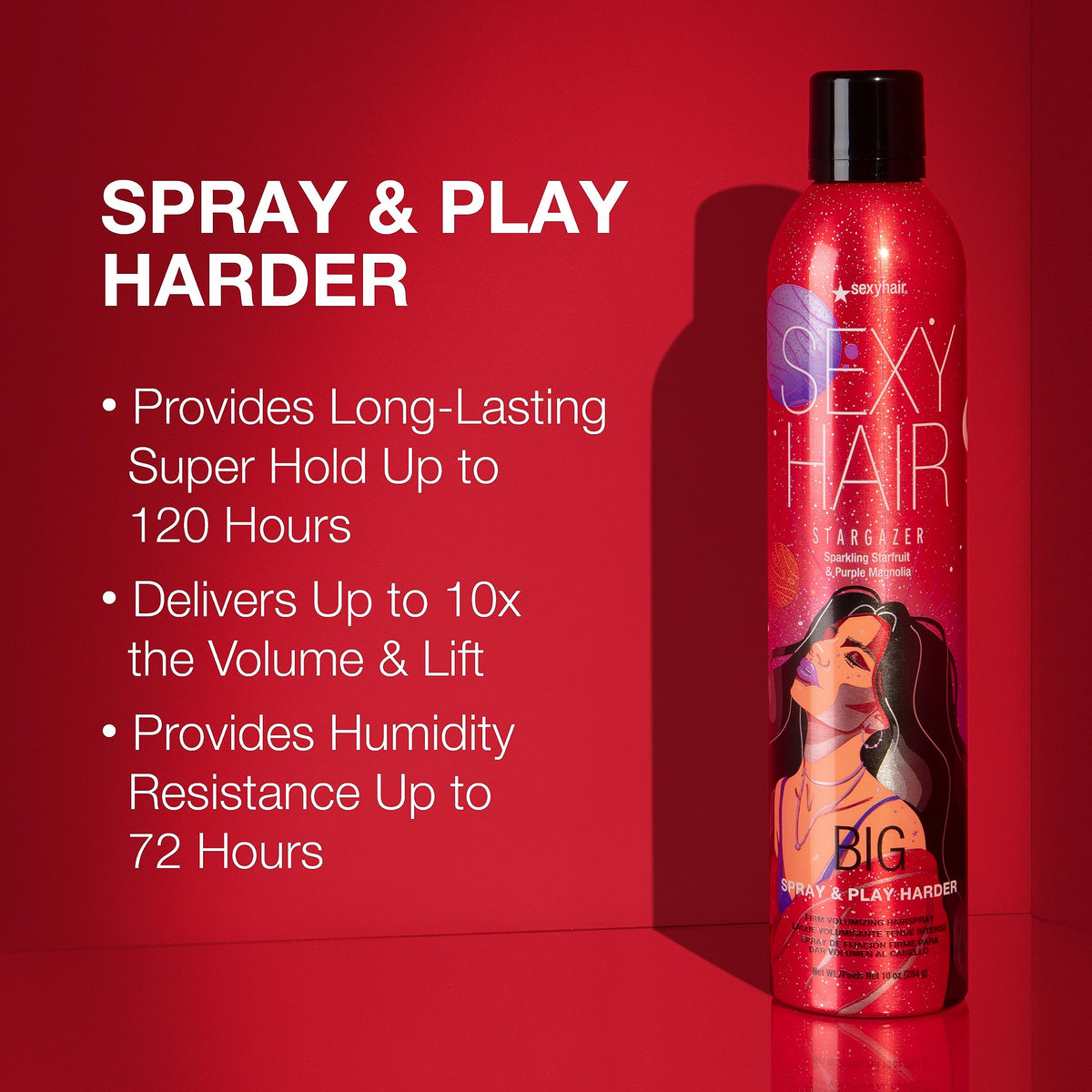 SexyHair label closeup highlighting scent and flake-free formula benefit