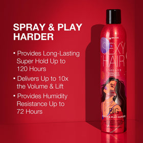 SexyHair label closeup highlighting scent and flake-free formula benefit