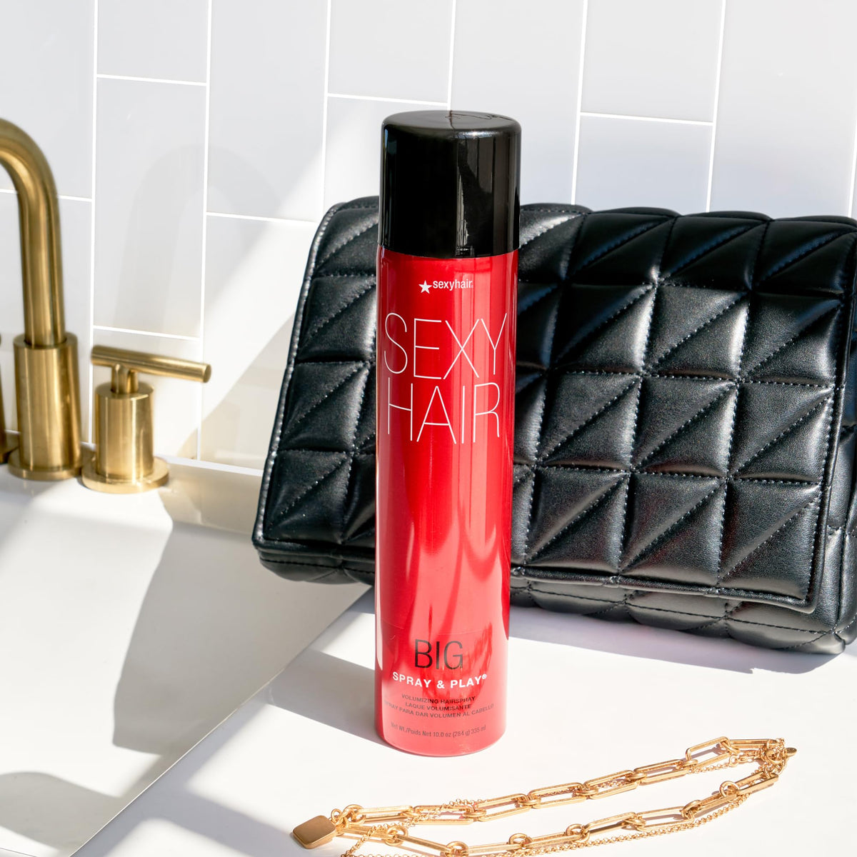 SexyHair used in lifestyle shot showing voluminous, shiny hair benefit