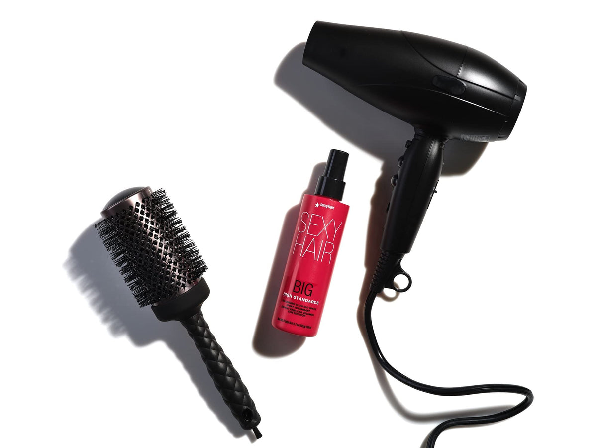 SexyHair lifestyle on bathroom shelf showing salon-style results at home