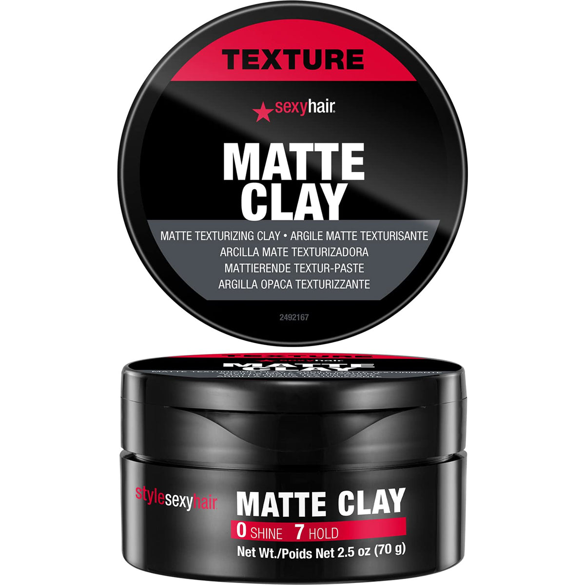 SexyHair matte clay front jar showing label and compact size for travel