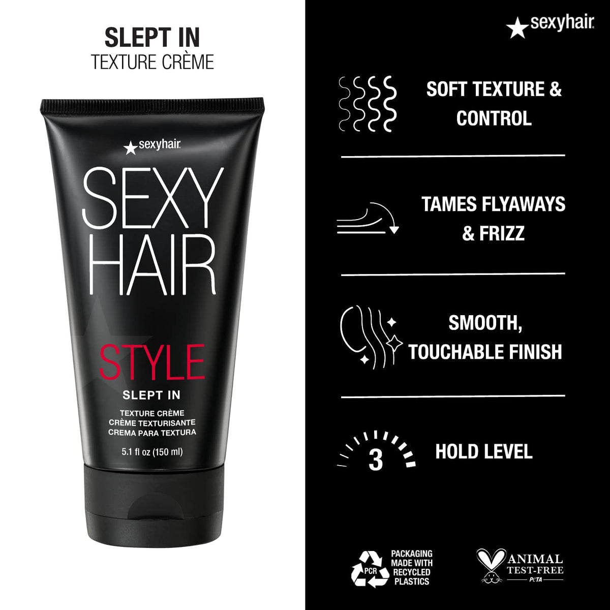 SexyHair Slept In cream in hand demonstrating easy application and touchable finish