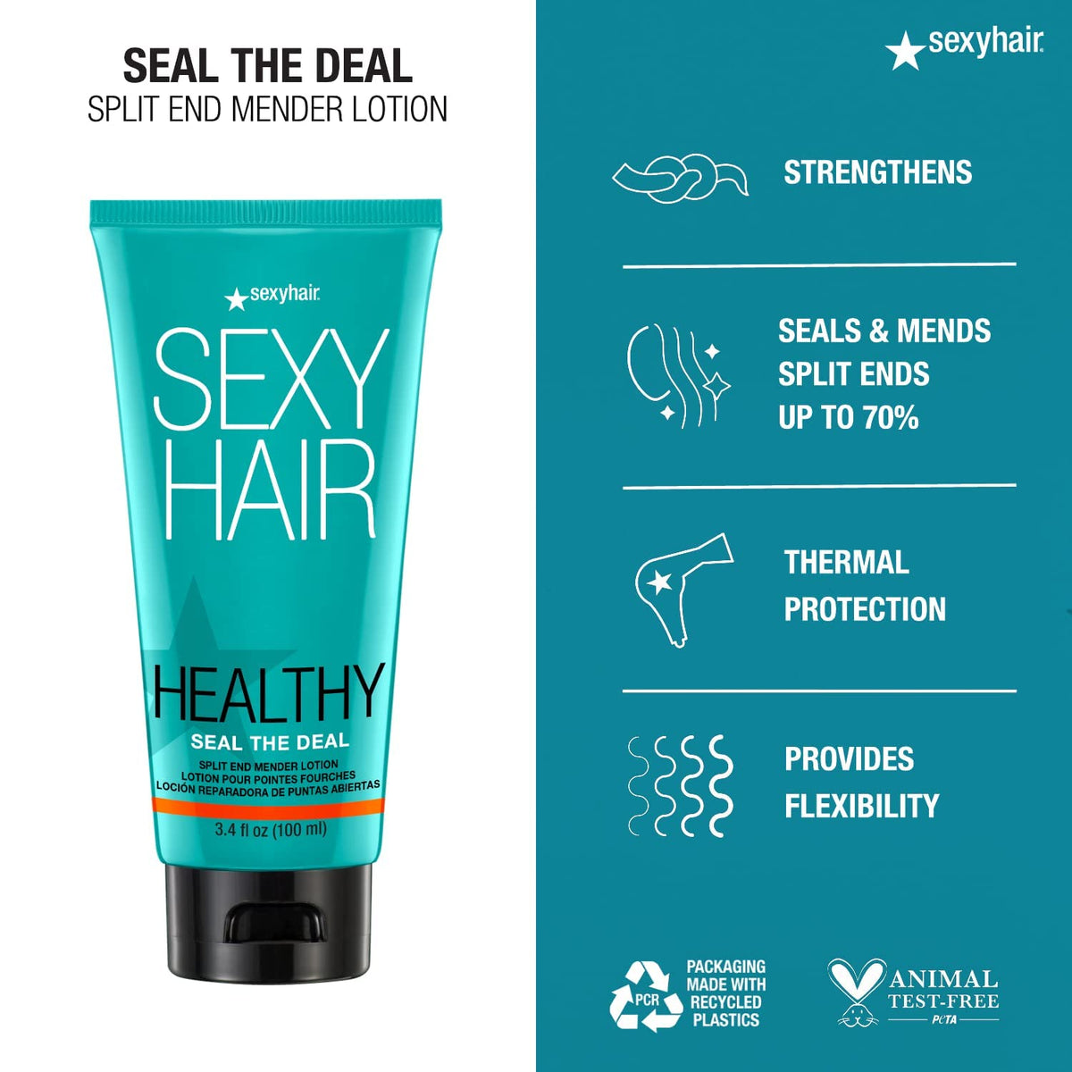 SexyHair lotion texture on hand showing lightweight absorption benefit