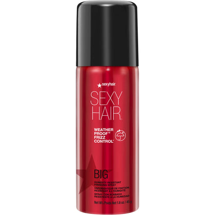 SexyHair finish spray front packaging showing bottle and logo, protects styles