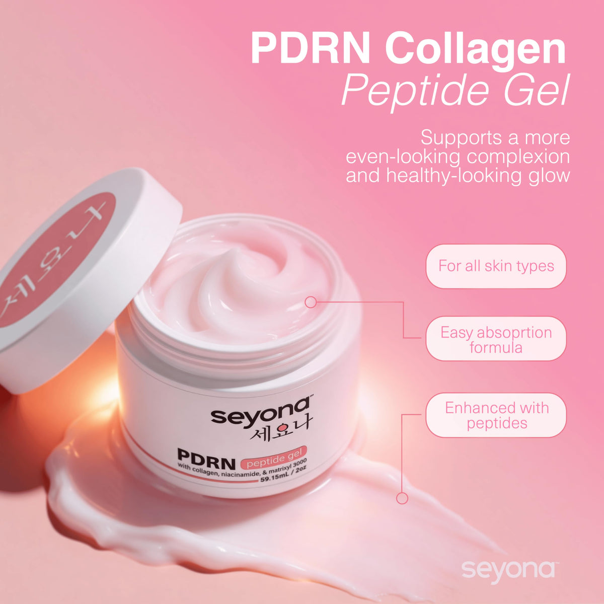 Seyona gel texture closeup illustrating lightweight, fast-absorbing hydration