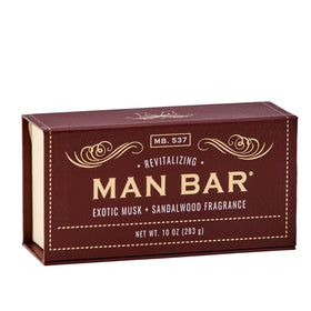 San Francisco Soap Company man bar front packaging showing brand and rugged design benefit