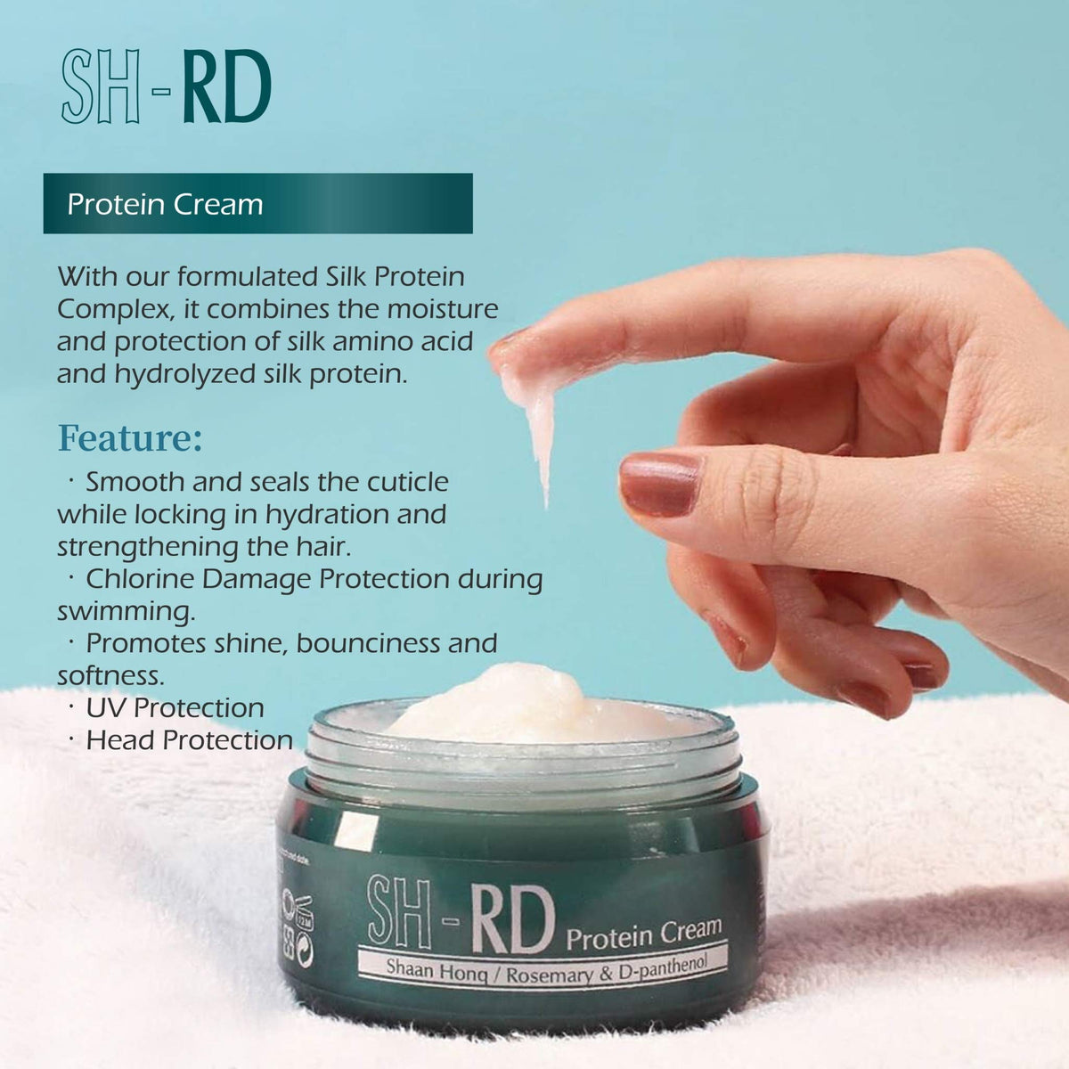 SH-RD on bathroom shelf in lifestyle scene conveying salon-quality at home benefit
