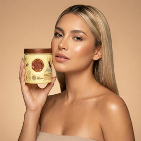 SHAEIO applying mask to wet hair demonstrating detangling benefit