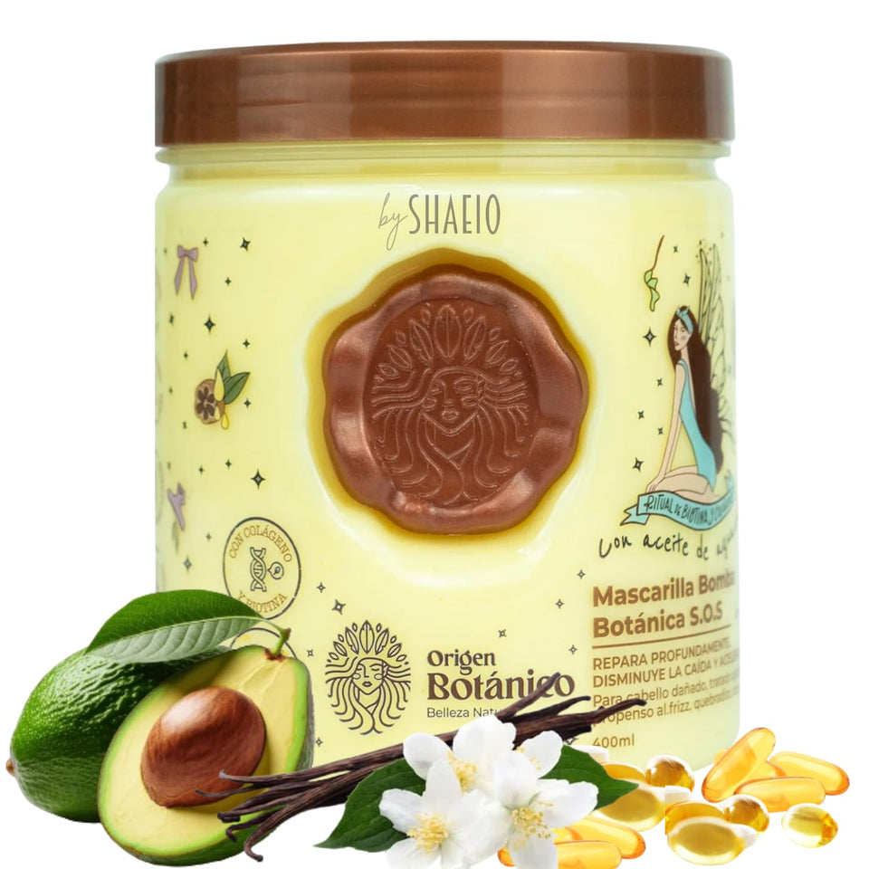 SHAEIO front packaging of the Ritual Botanico mask showing product benefit
