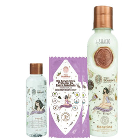 SHAEIO front packaging showing product name and benefits for glossy hair