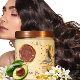 SHAEIO collagen and biotin ingredient display showing strengthening benefit