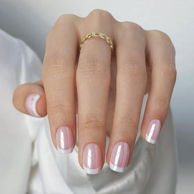 shangmeng front packaging showing white chrome French tips and included tools for easy application