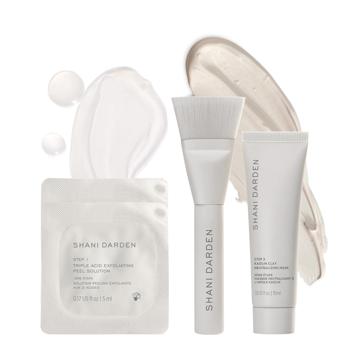 SHANI DARDEN front packaging showing compact two-step peel kit, easy travel use