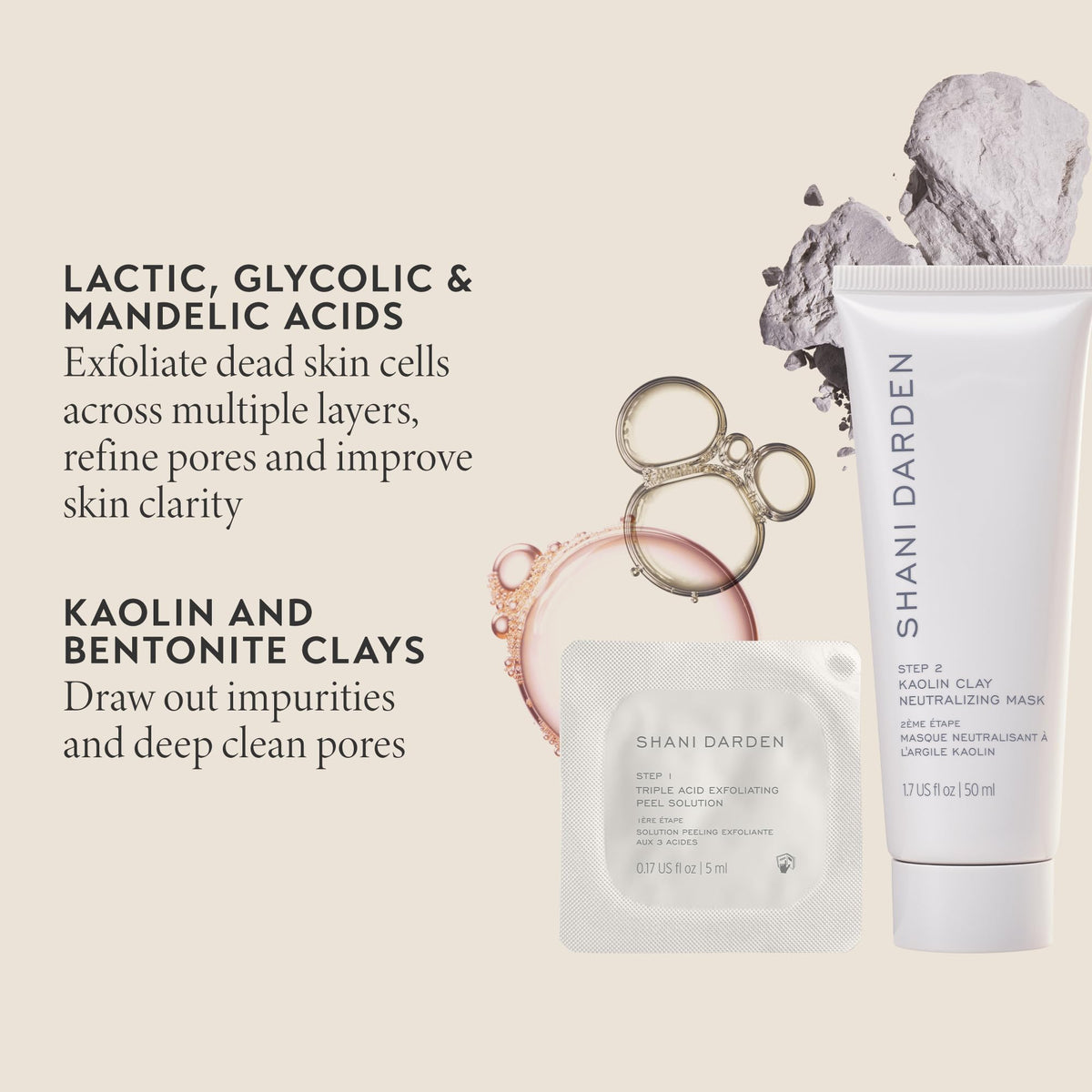 SHANI DARDEN kaolin neutralizing mask close-up showing creamy texture and pore clearing
