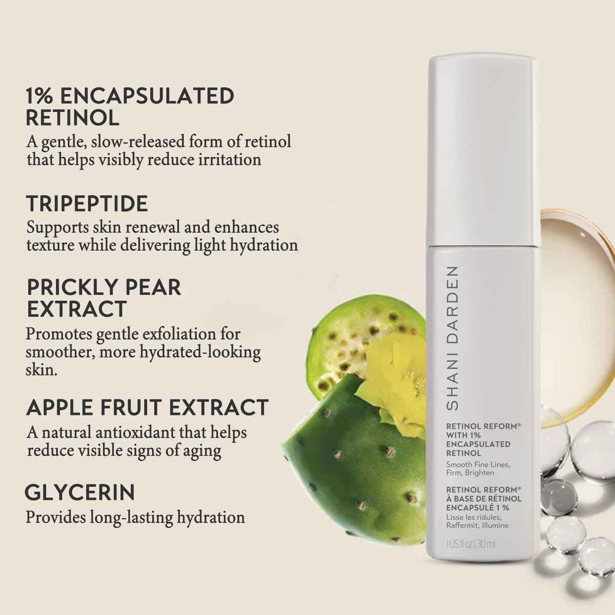 SHANI DARDEN serum texture on fingertip illustrating lightweight absorption
