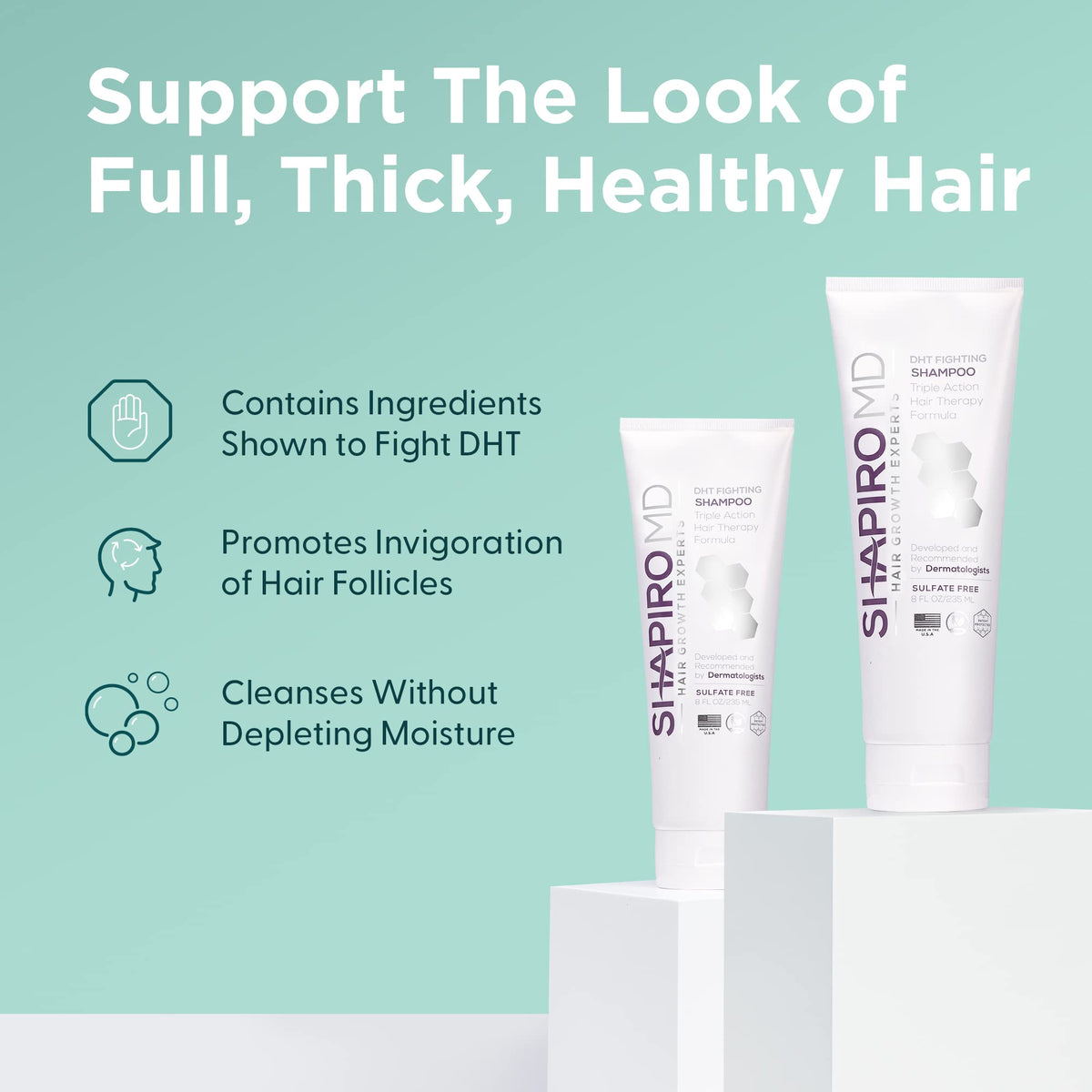 Shapiro MD shampoo lather texture demonstrating gentle foam and effective cleansing
